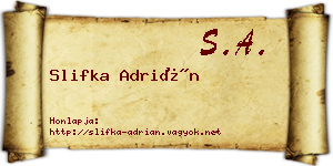 Slifka Adrián névjegykártya